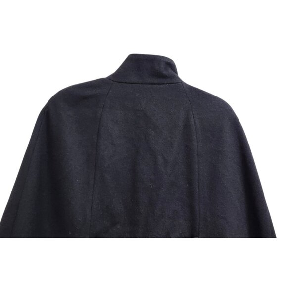 ZARA Style Black Wool Cape Coat – Double Breasted, High Collar, Elegant Fall Out - Picture 5 of 8